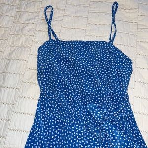 Blue with white print mini dress
